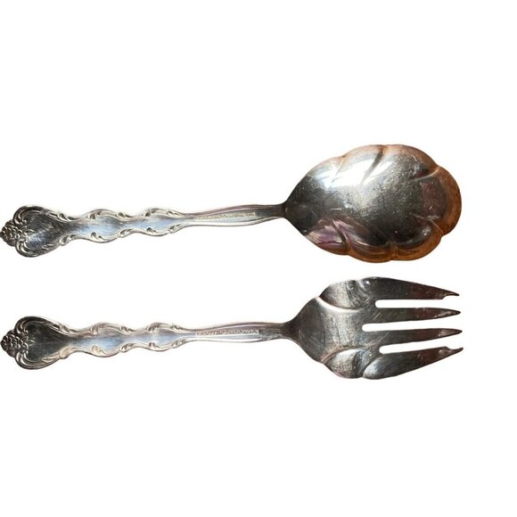 International Silverplate Interlude Serving Set Fork Spoon 9 inch Vintage - Picture 6 of 8